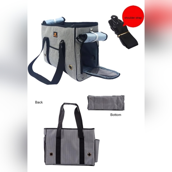 Striped Black and White pet carrier - Picture 2 of 9